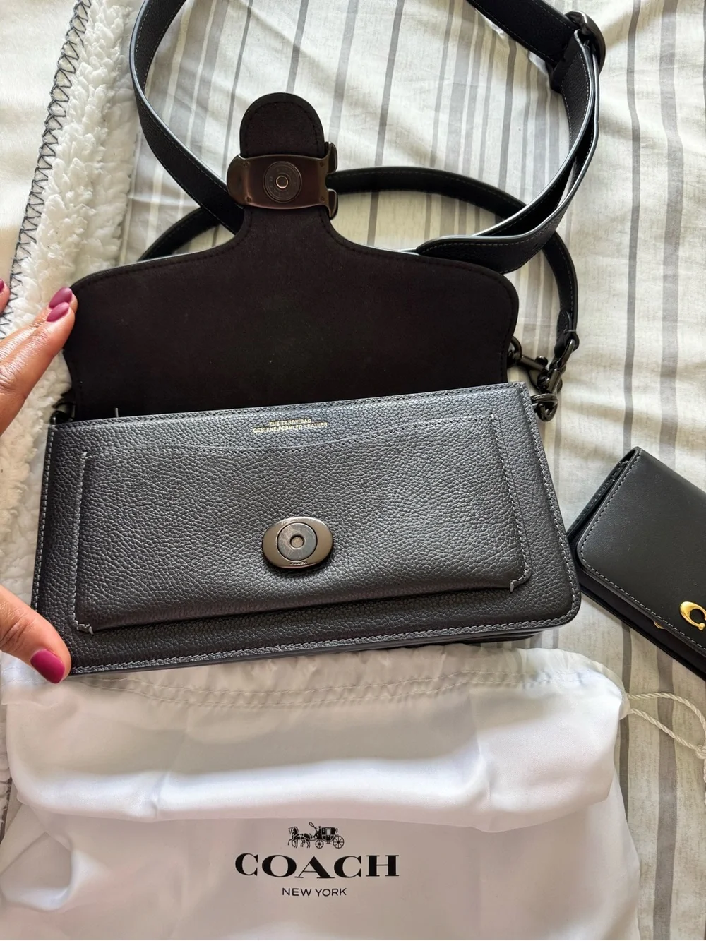 Coach Pebble Leather Black Tabby Crossbody with Signature 'C'